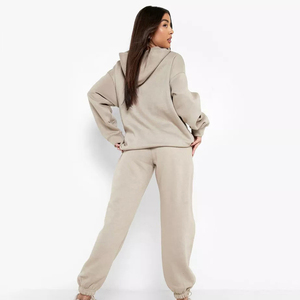 Conjunto Deportivo Casual de Invierno para Mujer 2025, Dos Piezas, Chándal Largo de Felpa con Pantalones de Patrón Sólido, Estilo Vintage Lavado con Capucha - Product Image 4