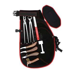 ชุดเครื่องมือตัดแต่งกีบม้าพร้อมผ้ากันเปื้อนหนัง  ใบมีดสองด้านแบบยึดติดแน่น  คีมตัดแต่งและขึ้นรูปกีบ  แปรงลวด  แปรงขัด - Product Image 1