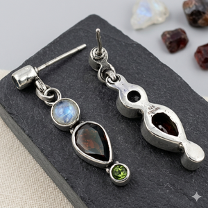 Lujosos pendientes de tuerca finos de plata con múltiples piedras Impresionantes y adorables - Product Image 2