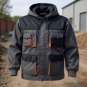 Sudadera con Capucha y Chaqueta para Hombre, Color Gris Oscuro/Negro/Naranja, Talla 50, Promocional - Product Image 3