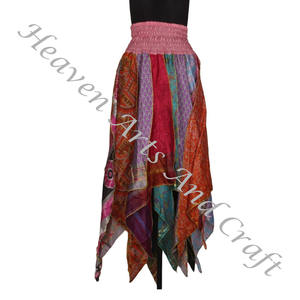 DS032 falda surtida de baile tribal urbano de seda para mujer falda Hippie Bohemia para mujer falda de retales Hippie bohemio cintura elástica - Product Image 6