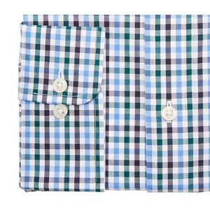 Camicia da Uomo Classica/Regular-Fit in Gingham Elasticizzato Blu, 100% Cotone Popeline, Stile Smart Casual, Anti-Piega, Taglia 15X32-33 - Product Image 3