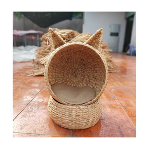 Nid tissé pour animaux de compagnie en jacinthe d'eau écologique pour chats chiens petits animaux coussin doux fait à la main herbe naturelle chien chat panier - Product Image 2