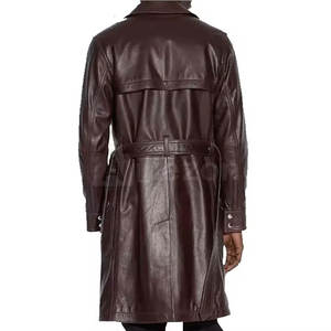 Manteau en cuir d'hiver pour hommes, manteau en cuir d'extérieur durable à double boutonnage pour l'extérieur - Product Image 2