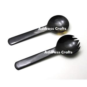 Design classique meilleure vente fait à la main personnalisé décoratif corne naturelle salade serveur cuillère fourchette ensemble cuisine hôtel service ustensile - Product Image 6