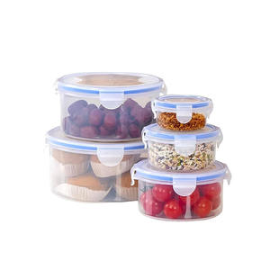 Ensemble de 5 contenants de conservation alimentaire en plastique ronds hermétiques avec couvercles à clip pour la préservation de la fraîcheur, design empilable, cuisine - Product Image 5