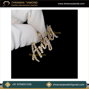 Pendentif personnalisé en or massif 10 carats avec lettres cursives glacées, diamant de laboratoire, cadeau de fête personnalisé, tendance hip-hop - Product Image 5