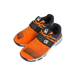 Zapatos de Cricket CA PRO Gripper para Niños M8 con Tacos en Naranja/Azul Marino, Forro de Goma para Entrenamiento de Verano - Product Image 1