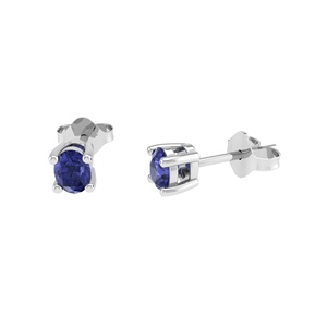Orecchini a Perno in Argento Sterling 925 con Tanzanite Naturale Taglio Ovale 4x3mm, Gioielli Raffinati - Product Image 1