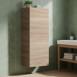 Mobile bagno moderno sospeso in legno massello, anta singola 30x70x17 cm, rovere naturale - Product Image 3