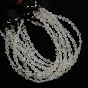 Vente en gros de perles de pierre de lune arc-en-ciel à facettes en forme de pièce de monnaie perles de pierre blanche pour bijoux - Product Image 2