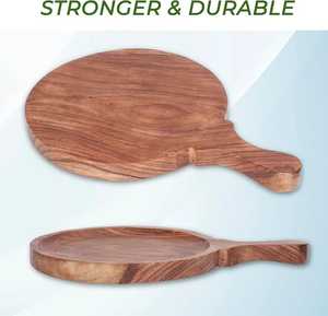 Assiette à pizza ronde en bois et plateau de service-Idéal pour la préparation de pizzas, de fruits, de fromage et d'aliments-Sûr écologique - Product Image 4