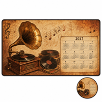 Tapis de souris vintage pour jeux musicaux, tapis de bureau rétro rectangulaire avec dessous de verre rond assorti, 1000 x 500 mm