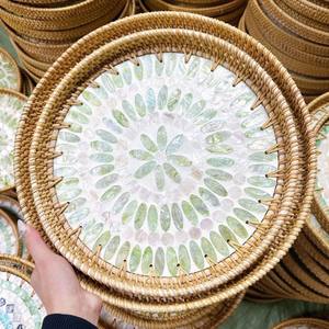 Juego de 2 bandejas redondas con incrustaciones, Juego de 2 bandejas redondas con diferentes patrones - Product Image 4