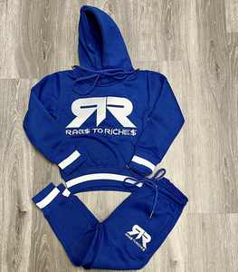 Conjunto de sudadera con capucha y pantalones de chándal con cremallera para hombre de alta calidad con parche bordado chándal de invierno informal desgastado para hombre - Product Image 5