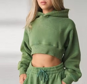 Ropa de calle con logotipo personalizado, sudadera para mujer, pulóver, sudaderas con capucha para gimnasio, Sudadera corta informal con capucha para mujer - Product Image 6