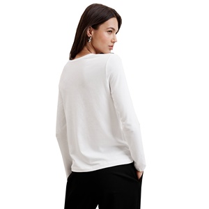 Customized Women's Summer Print Heavyweight Cotton Full Sleeve Crew Neck <b>T</b>-<b>Shirts</b> Warm Breathable Fitness - Product Image 2