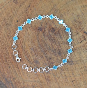 Estilo bohemio 925 plata esterlina Topacio Azul pulsera de piedras preciosas joyería hecha a mano pulsera de plata joyería para mujer regalo de boda para - Product Image 3
