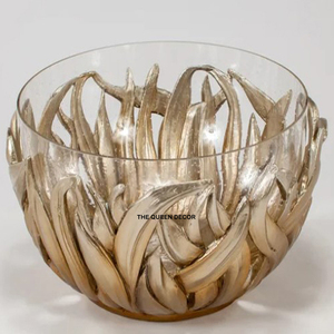 Trending Handcrafted Aluminum Metal Round Shape Gold Plated Hammered Texture Modern Serving Bowl Bulk Wholsale - Product Image 5