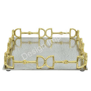 Bandeja de plata de alta calidad con asas de brocas de caballo doradas, bandeja de Chocolate decorativa, bandejas ecuestres de Metal de calidad segura para alimentos - Product Image 5