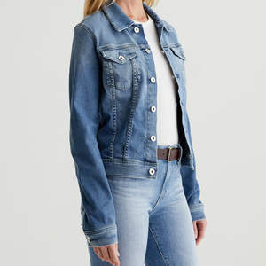Vestes en jean décontractées pour femmes, lavées, 100% coton, manches longues, veste pour femmes lavée avec tissu personnalisable - Product Image 4
