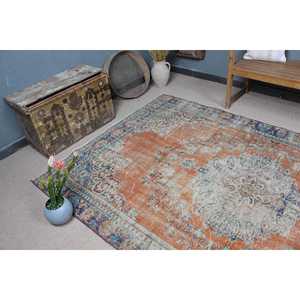 Tapis turc vintage 5,4x9,2 pi (166x279 cm), tapis persan en laine orange - Product Image 5