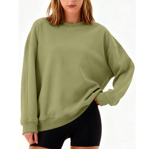 Sudadera de Algodón 100% para Mujer, Ropa Casual de Invierno, Cuello Redondo, Sudadera para Mujer, Sudadera Holgada al por Mayor para Mujer - Product Image 1