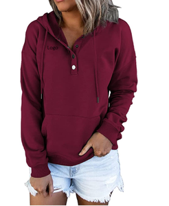 Sudaderas con capucha de manga larga informales para mujer con cordón Otoño/Invierno sudaderas patrón sólido forrado bolsillo con logotipo frontal - Product Image 2