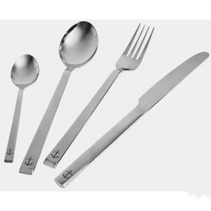 Juego de cubiertos de acero inoxidable color gris de nuevo diseño con mango único en forma de ancla, perfecto para una cena elegante en casa. - Product Image 1