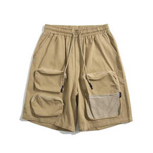 Pantalones cortos Cargo de gran tamaño para hombre con cierre de botón de cintura elástica Vintage en blanco malla Y2K Street Wear patrón Casual estilo bolsillos - Product Image 1