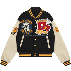 Chaquetas Varsity Personalizadas al por Mayor para Hombre, Estilo Urbano, Tallas Grandes, Cuero, Bordado Chenille, Cuello Alto, Logotipo Frontal, 2026 - Product Image 1