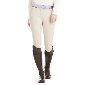Pantalones de montar a caballo de mezclilla ecuestre de primavera con cintura alta para mujer, pantalones hasta la rodilla con asiento completo, silicona, poliéster y LICRA - Product Image 1