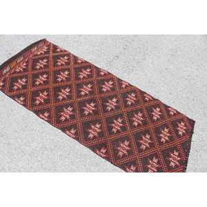 Tapis turc vintage 2,5 x 6,2 pieds, tapis d'appoint, tapis Kilim rouge à bords - Product Image 4