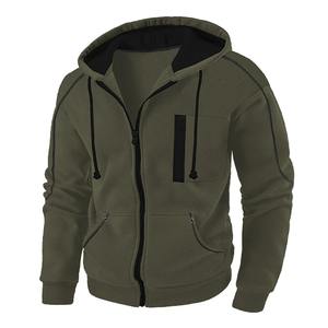Veste à capuche zippée pour hommes, poche unie à capuche, sports de plein air, sports quotidiens, estampage à chaud, designer, sweats décontractés de base pour hommes - Product Image 5