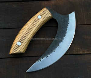 มีดดามัสกัสแบบดั้งเดิมเต็ม Tang เครื่องตัดพิซซ่าอเนกประสงค์ขวานเนื้อสับยูทิลิตี้เครื่องตัดพิซซ่ามีดขวานหนัง Sheath - Product Image 4