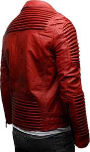 Chaqueta de cuero genuino para hombre, estilo casual de motociclista, acolchada, retro, de moda, para motociclistas, al por mayor - Product Image 4