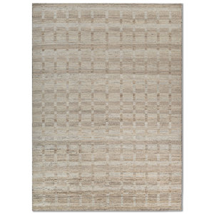 Alfombra de Lana con Patrón Geométrico Color Marfil, Tejida a Mano, Rectangular, para Decoración de Sala de Estar, Re-1594 - Product Image 1