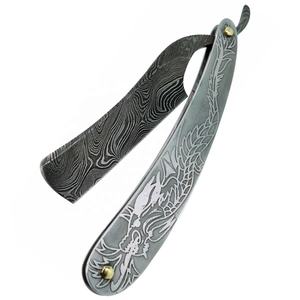 Rasoir droit en acier damas de qualité supérieure pour hommes gravé poignée en acier inoxydable coupe gorge rasoir barbier lame de rasoir - Product Image 2