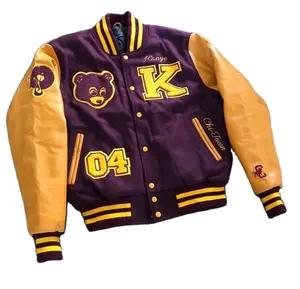 Top Selling Custom Latterman College Jacket Baseball Bomber Jacket Vintage Sportswear Casual Unisex Streetwear Coats with Patch