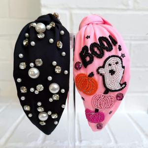 Nuevo Diseño Clásico en Negro, Beige Arena, Rosa Pastel, Naranja Vibrante, Morado Real y Blanco, Tela con Cuentas para Halloween, Anudada, 2026 - Product Image 2