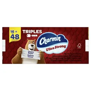 Charmin-Papier toilette ultra résistant 16 rouleaux triples, 187 feuilles par rouleau