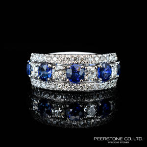 Anillo de Eternidad de Lujo Unisex de Oro Blanco de 18K con 9 Piedras de Zafiro Azul y Diamantes de 3.224ct, Joyería Fina al por Mayor para Boda y Compromiso - Product Image 2