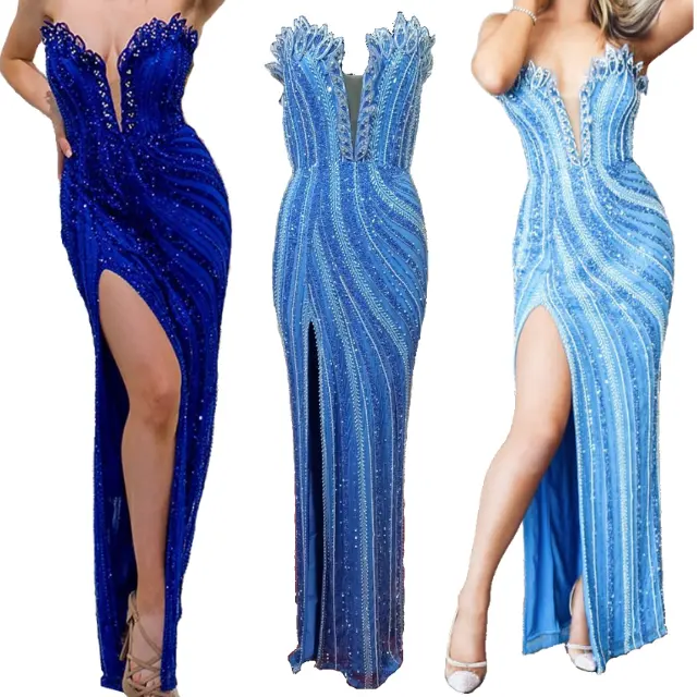 BEADED MESH Sleeveless BEADED GOWN WOMEN Wears BEADED PARTY WEAR For Ladies Females Clothes Evening Gown beaded Dress for women