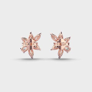 Boucles d'oreilles clous en or 14K jaune/rose/blanc avec diamants de laboratoire certifiés IGI, taille marquise et poire, motif grappe de fleurs - Product Image 4