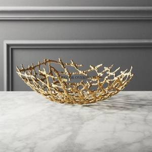 <b>Heavy</b> <b>Duty</b> Metal Table Centerpiece Bowl Unique Fancy Gold Plated Leaves Design Heat Resistant for Serving Fruits Chocolate - Product Image 4