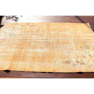 พรมวินเทจตุรกี ขนาด 5.5x9 ฟุต ลายดอกไม้สีส้ม - Product Image 3