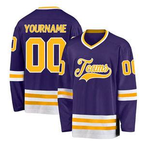 เสื้อกีฬาฮ็อกกี้น้ำแข็งระบายอากาศได้ดีสำหรับผู้ใหญ่ผ้าโพลีเอสเตอร์แบบใหม่พิมพ์ลายด้วยความร้อนโลโก้ทีมของแฟนๆสามารถเลือกได้เอง - Product Image 4