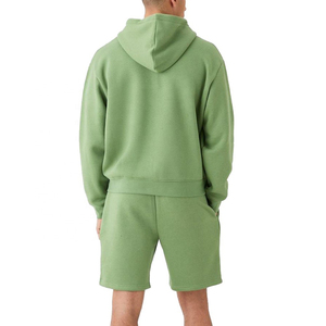 OEM Customized Unisex <b>Zip</b>-<b>up</b> Hoodie Short Sets 100% Cotton Sweatsuit for Casual Summer Jogging <b>Men's</b> Unisex Custom Summer Shorts - Product Image 2