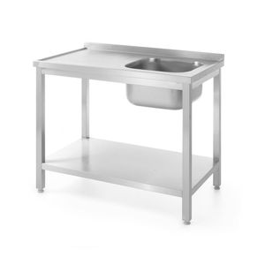 HENDI Profi Line Bolted <b>Sink</b> Table with <b>Shelf</b> Right Side 1000x600x(H)850 mm 600 mm Depth Kitchen <b>Sink</b> - Product Image 1