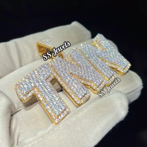 Bijoux Hip Hop personnalisés en argent Sterling 925 avec diamant Moissanite VVS complète avec lettre glacée nom pendentif cadeau d'anniversaire pour les enfants - Product Image 6